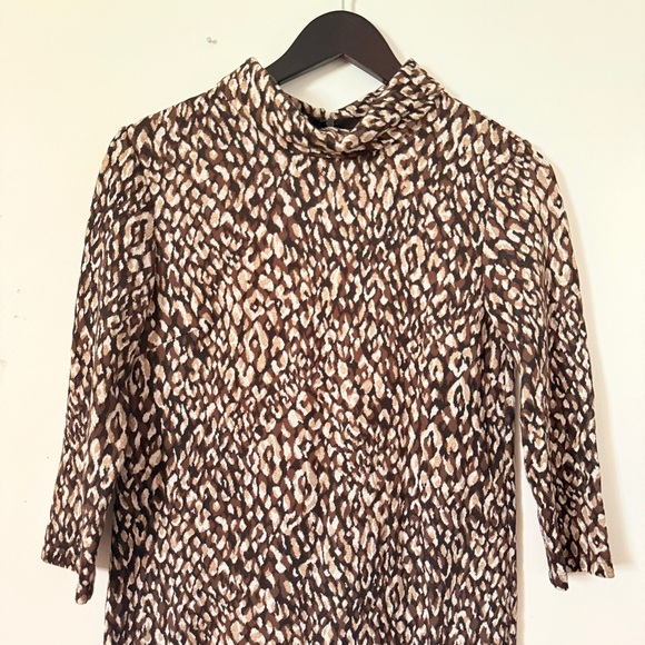 J.McLaughlin Shelia Leopard Print Mock Neck Stretch Sheath Dress XS - Picture 6 of 8